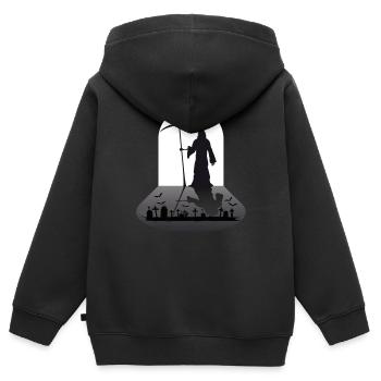 Sensenmann Grim Reaper - Kinder Premium Organic Zip Hoodie - Schwarz - Hinten - AI Model Kid Male (0cm)