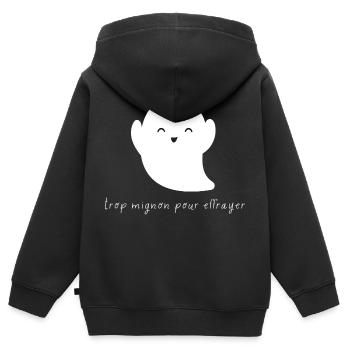Trop mignon pour effrayer cadeau halloween - Sweat Premium à capuche zippé enfant bio - noir - Dos - AI Model Kid Male (0cm)