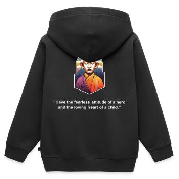 Haben Sie die furchtlose Haltung | Zen-Zitat - Kinder Premium Organic Zip Hoodie - Schwarz - Hinten - AI Model Kid Male (0cm)
