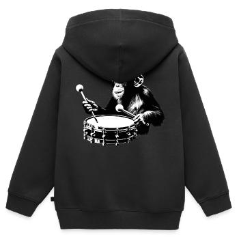 Snare Drum Affen Orchester StreetArt Banksy Style - Kinder Premium Organic Zip Hoodie - Schwarz - Hinten - AI Model Kid Male (0cm)
