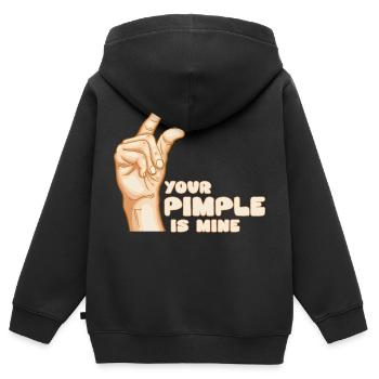 Dein Pickel Gehört Mir - Dermatologie Hautpflege - Kinder Premium Organic Zip Hoodie - Schwarz - Hinten - AI Model Kid Male (0cm)