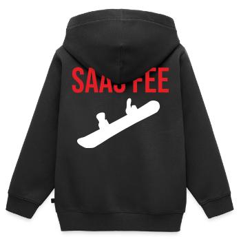 Saas Fee Snowboard Pullover für Snowboard Fee - Kinder Premium Organic Zip Hoodie - Schwarz - Hinten - AI Model Kid Male (0cm)