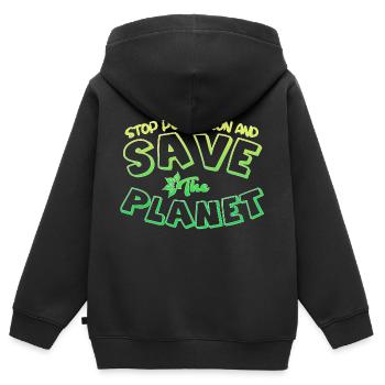 Umweltverschmutzung - Kinder Premium Organic Zip Hoodie - Schwarz - Hinten - AI Model Kid Male (0cm)