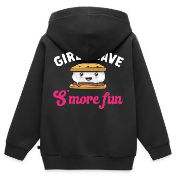 S'more Campfire Marshmallow Camping - Sweat Premium à capuche zippé enfant bio - noir - Dos - AI Model Kid Male (0cm)
