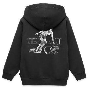ROLLSCHUHE - Kinder Premium Organic Zip Hoodie - Schwarz - Hinten - AI Model Kid Male (0cm)