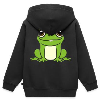 Kleiner Frosch - Kinder Premium Organic Zip Hoodie - Schwarz - Hinten - AI Model Kid Male (0cm)