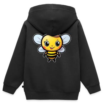 Bienchen fröhlich - Kinder Premium Organic Zip Hoodie - Schwarz - Hinten - AI Model Kid Male (0cm)