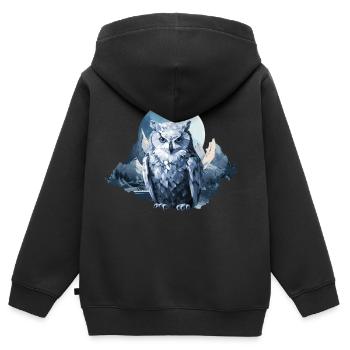 Schnee Eule - Kinder Premium Organic Zip Hoodie - Schwarz - Hinten - AI Model Kid Male (0cm)