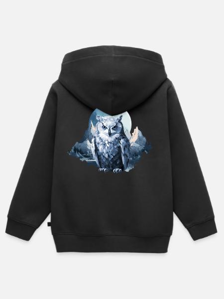 Schnee Eule - Kinder Premium Organic Zip Hoodie - Schwarz