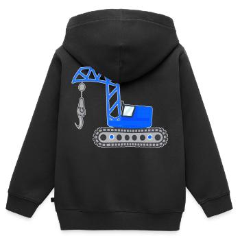 Blauer Kran - Kinder Premium Organic Zip Hoodie - Schwarz - Hinten - AI Model Kid Male (0cm)