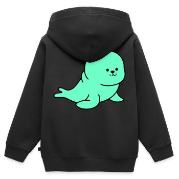 robbe - Kinder Premium Organic Zip Hoodie - Schwarz - Hinten - AI Model Kid Male (0cm)