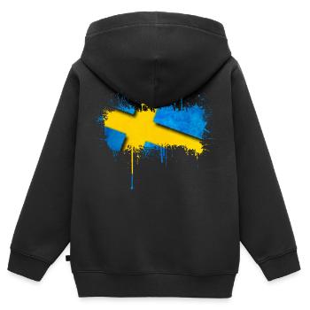 Schweden Flaka Schwedisch Schwedisch Schwedisch Nordisch - Kinder Premium Organic Zip Hoodie - Schwarz - Hinten - AI Model Kid Male (0cm)