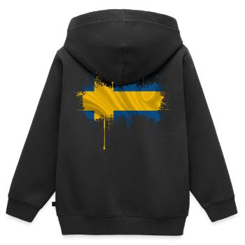 Schweden Flaka Schwedisch Schwedisch Schwedisch Nordisch - Kinder Premium Organic Zip Hoodie - Schwarz - Hinten - AI Model Kid Male (0cm)