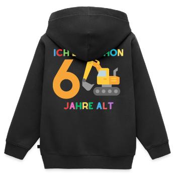 Ich bin 6 Junge Bagger - Kinder Premium Organic Zip Hoodie - Schwarz - Hinten - AI Model Kid Male (0cm)