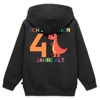 Ich bin 4 Junge, Dinosaurier - Kinder Premium Organic Zip Hoodie - Schwarz - Hinten - AI Model Kid Male (0cm)
