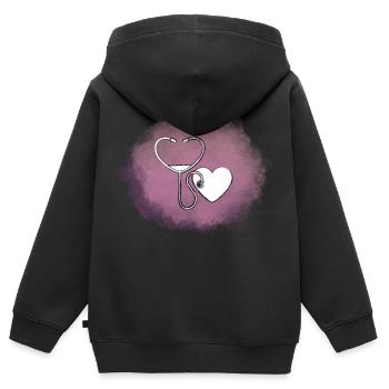 Herz - Kinder Premium Organic Zip Hoodie - Schwarz - Hinten - AI Model Kid Male (0cm)
