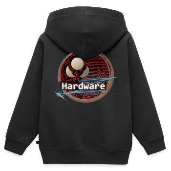 Logo de la quincaillerie - Sweat Premium à capuche zippé enfant bio - noir - Dos - AI Model Kid Male (0cm)