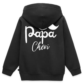 papa chéri - Sweat Premium à capuche zippé enfant bio - noir - Dos - AI Model Kid Male (0cm)