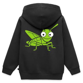 Sauterelle - Sweat Premium à capuche zippé enfant bio - noir - Dos - AI Model Kid Male (0cm)