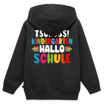 Tschüss Kindergarten Hallo Schule Kita Abgänger - Kinder Premium Organic Zip Hoodie - Schwarz - Hinten - AI Model Kid Male (0cm)