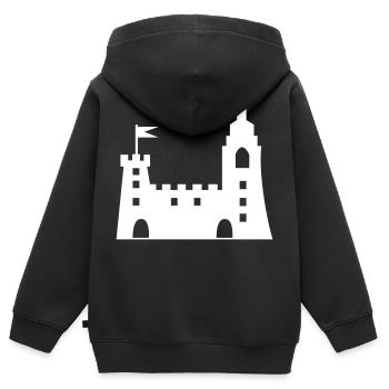 château - Sweat Premium à capuche zippé enfant bio - noir - Dos - AI Model Kid Male (0cm)