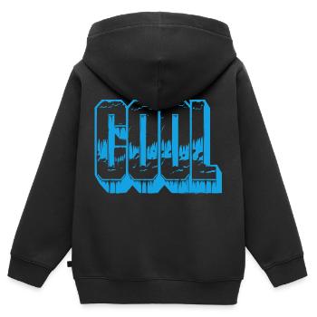 Das WORT "COOL" - Kinder Premium Organic Zip Hoodie - Schwarz - Hinten - AI Model Kid Male (0cm)