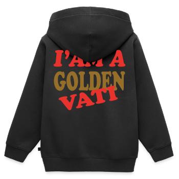 GOLDENER VATI - Kinder Premium Organic Zip Hoodie - Schwarz - Hinten - AI Model Kid Male (0cm)
