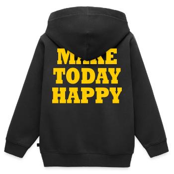 Make today happy - Sweat Premium à capuche zippé enfant bio - noir - Dos - AI Model Kid Male (0cm)
