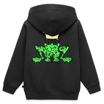 Prince Charmant Grenouille Roi - Sweat Premium à capuche zippé enfant bio - noir - Dos - AI Model Kid Male (0cm)