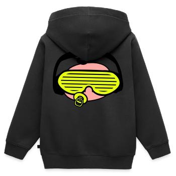 Cool DJ Sucette Bébé Mixer Musique de fête - Sweat Premium à capuche zippé enfant bio - noir - Dos - AI Model Kid Male (0cm)