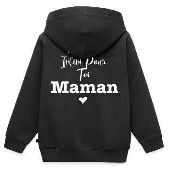 Mon amour infini pour toi maman - Sweat Premium à capuche zippé enfant bio - noir - Dos - AI Model Kid Male (0cm)