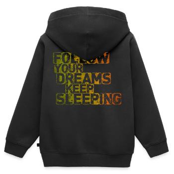 Folge deinen Träumen Schlaf weiter - Kinder Premium Organic Zip Hoodie - Schwarz - Hinten - AI Model Kid Male (0cm)