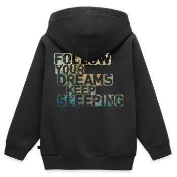Folge deinen Träumen Schlaf weiter - Kinder Premium Organic Zip Hoodie - Schwarz - Hinten - AI Model Kid Male (0cm)
