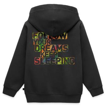 Folge deinen Träumen Schlaf weiter - Kinder Premium Organic Zip Hoodie - Schwarz - Hinten - AI Model Kid Male (0cm)