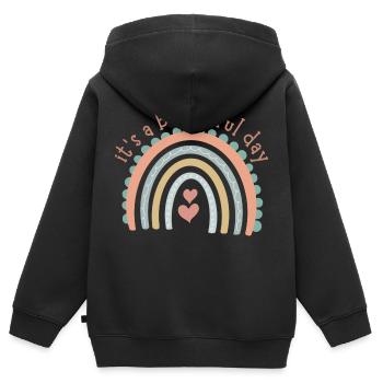 Rainbow Kollektion - Kinder Premium Organic Zip Hoodie - Schwarz - Hinten - AI Model Kid Male (0cm)