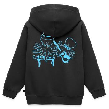 2 Kraken Gitarre Keyboard Oktopus Tintenfisch Team - Kinder Premium Organic Zip Hoodie - Schwarz - Hinten - AI Model Kid Male (0cm)