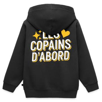 Les copains d'abord - Sweat Premium à capuche zippé enfant bio - noir - Dos - AI Model Kid Male (0cm)