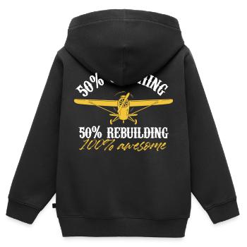 50 per cent crashing 50 rebuilding awesome Design - Kids Premium Organic Zip-up Hoodie - black - Back - AI Model Kid Male (0cm)