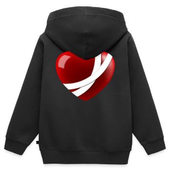Cœur blessé - Sweat Premium à capuche zippé enfant bio - noir - Dos - AI Model Kid Male (0cm)