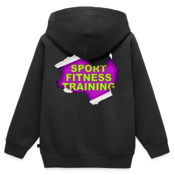 SPORT FITNESS TRAINING - Sweat Premium à capuche zippé enfant bio - noir - Dos - AI Model Kid Male (0cm)