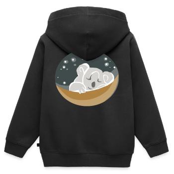 Koala endormi - Sweat Premium à capuche zippé enfant bio - noir - Dos - AI Model Kid Male (0cm)