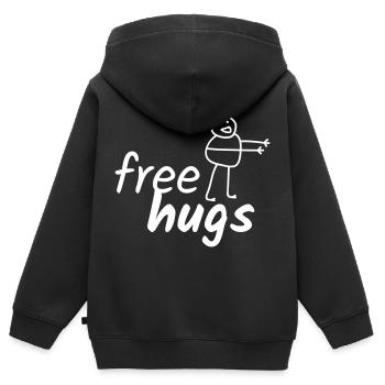 Lustiger Spruch Free Hugs mit Zeichnung - Kinder Premium Organic Zip Hoodie - Schwarz - Hinten - AI Model Kid Male (0cm)