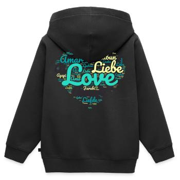 Erfolg Liebe Herz Schema Pacific - Kinder Premium Organic Zip Hoodie - Schwarz - Hinten - AI Model Kid Male (0cm)