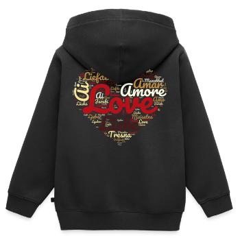 Cheesecake Herz - Shape Motiv Schrift Design Liebe - Kinder Premium Organic Zip Hoodie - Schwarz - Hinten - AI Model Kid Male (0cm)