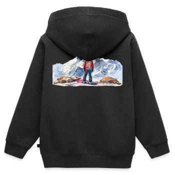 Snowboarder in den Bergen Snowboarder in the - Kinder Premium Organic Zip Hoodie - Schwarz - Hinten - AI Model Kid Male (0cm)