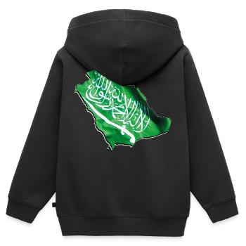 Saudi-Arabien Flagge in Saudi-Arabien Landkarte - Kinder Premium Organic Zip Hoodie - Schwarz - Hinten - AI Model Kid Male (0cm)