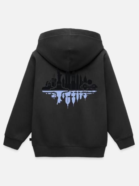 New York skyline - Kids Premium Organic Zip-up Hoodie - black