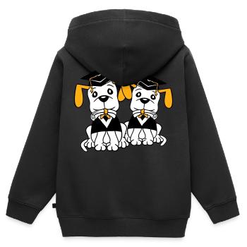 Dogs School Graduation Certificate Gymnasium College Abi - Kids Premium Organic Zip-up Hoodie - black - Back - AI Model Kid Male (0cm)