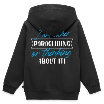I Am Either Paragliding Or Thinking About It - Kinder Premium Organic Zip Hoodie - Schwarz - Hinten - AI Model Kid Male (0cm)