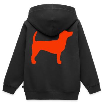 Le chien se tient debout L’obéissance se tient immobile silhouette - Sweat Premium à capuche zippé enfant bio - noir - Dos - AI Model Kid Male (0cm)